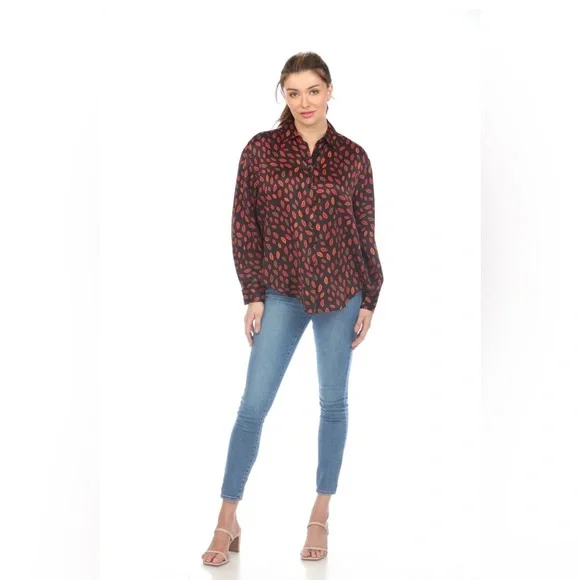 🆕 Johnny Was Workshop 100% SILK Amora Boxy Charmeuse Shirt Boho Chic NWOT - Picture 3 of 14